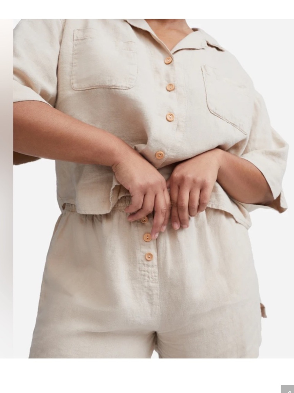 Mate the Label Linen Lounge Shirt and Short Set - Natural